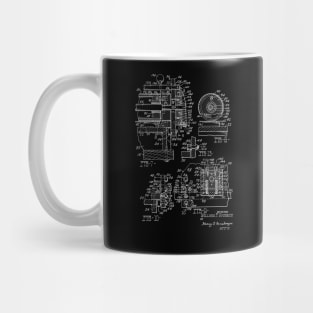 Card Printing Machine Vintage Patent Hand Drawing Mug